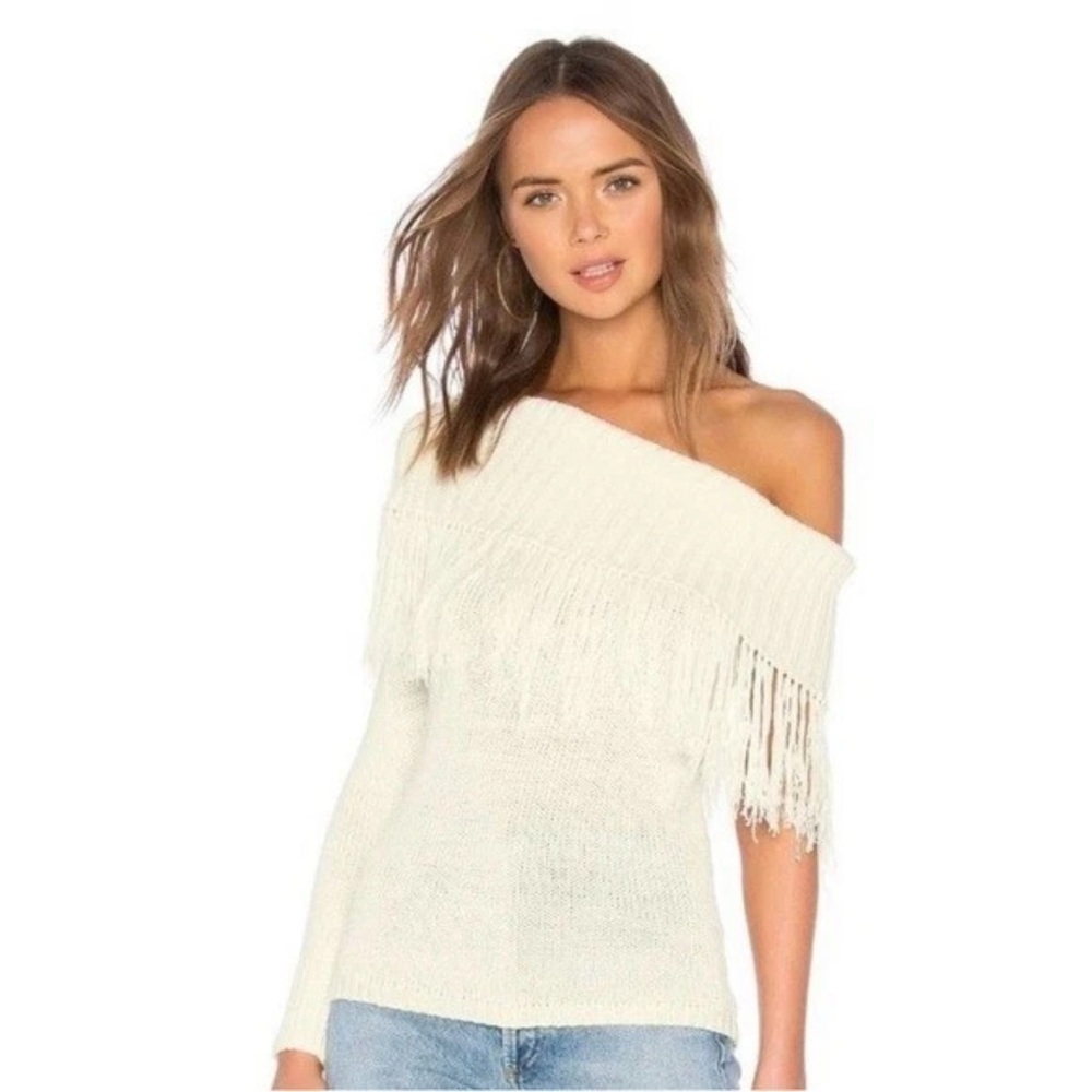 House of Harlow 1960 X Revolve Ivory Fringe Trim Jazzie Sweater XS festive fall
